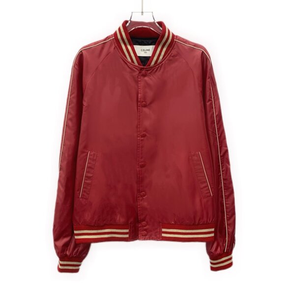 Celine Red Stripe Stand-Collar Zip-Up Long Sleeve Jacket - Picture 1 of 7